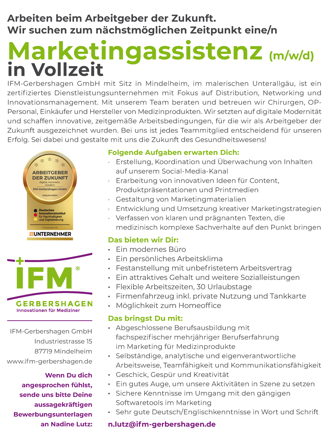 IFM_Anzeige_20240202_Stellenanzeige-Marketingassistenz
